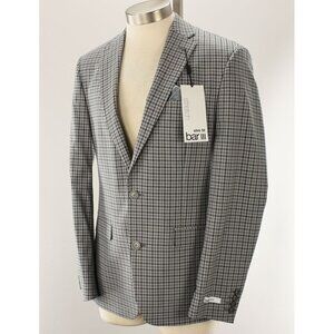 Bar III Mens Slim Fit Gray Plaid Stretch Suit Jacket 38 R
